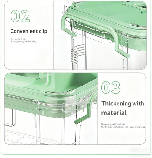 UNITED FLAMES 2-Pack Clear Medicine Storage Box, First Aid Box Empty with Locking Lid & Handle, Medicine Organizer Box