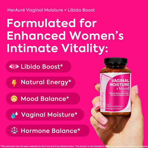 HerAur 60CT Vaginal Moisture & Libido Booster for Women - Stress Relief, Hormone Balance, Desire & Mood - Ashwagandha