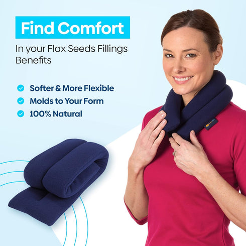 SunnyBay Microwavable Heating Pads, Neck and Shoulder Wrap, 2.5 lbs, 26x5 Inches, Navy Blue