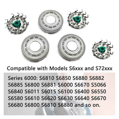 SH60 Replacement Head Blades Series 6000 Compatible with Philips 6000 Series Electric Shaver Razors Replacement Blades for Series 6000 Shaver Cleaning Brush for S6880/81 S6810/82 S6850/85