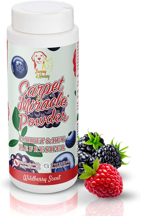 Carpet Powder Miracle, Bio-degradable Non-toxic Deodorizer for Carpets, Rugs, and Upholstery (Wildberry Scent, 20 Oz)