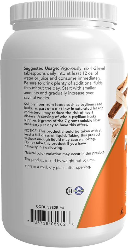 NOW Foods Whole Psyllium Husks, Non-GMO Project Verified, 24-Ounce