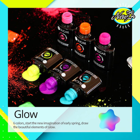 UR SUGAR Glow in the Dark Gel Nail Polish Set - 6 Colors Halloween Neon Bright Luminous Soak Off Nail Polish