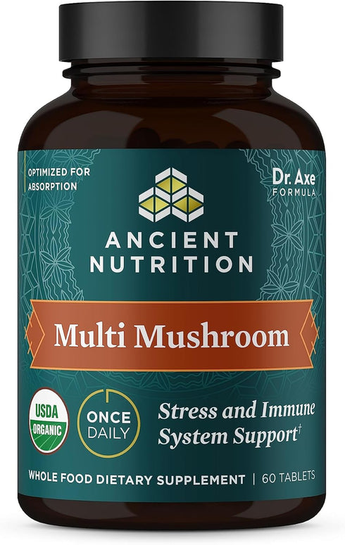Ancient Nutrition Mushroom Supplement - Organic Multi Mushroom Immune Support Tablet, Gluten Free, 60 Count