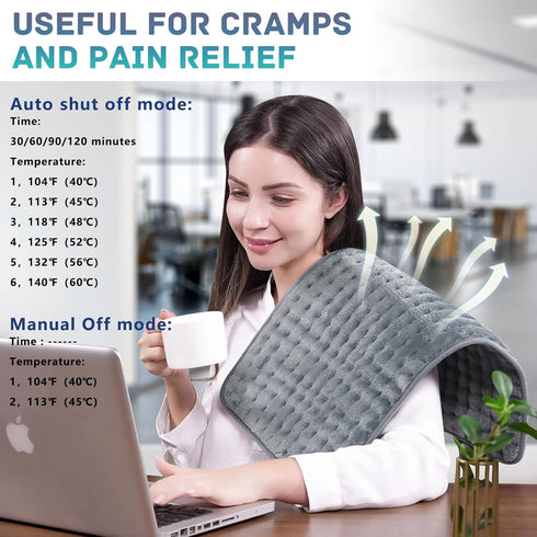 Heating Pad, 2024 Upgraded Dual Mode Controller, Comfortable Soft for Cramps and Pain Relief, Machine Washable