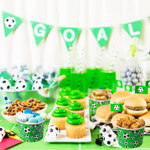 50 Pcs 9 oz Sport Party Paper Snack Cups, Disposable Dessert Bowls for Ice Cream, Soup, Party Supplies (Soccer)