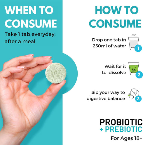 WELLBEING NUTRITION Daily Probiotic + Prebiotic - 42 Effervescent Tabs, 18 Billion CFU, 6 Strains for Digestion