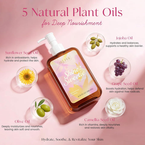 SKUPHI 6.76 Oz Body Oil for Massage, Lightweight Non Greasy Massage Oil for Relaxation & After Shower, Smooth Glide