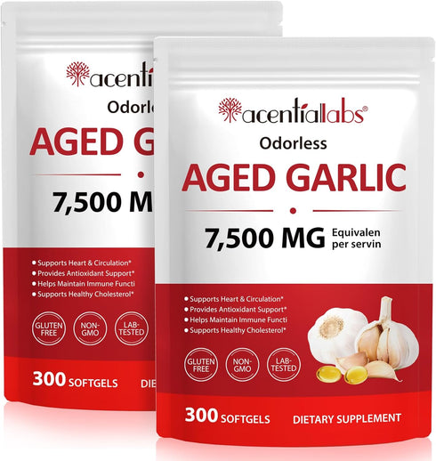 ZUZOKKAHA Aged Garlic Extract Softgels - 7,500mg Equivalent Strength (15:1 Concentrate) - Supports