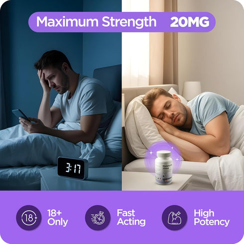Balancebreens 20mg Melatonin Fast Dissolve Tablets - High Potency Sleep Support, Non-Groggy, Drug-Free Formula, 120