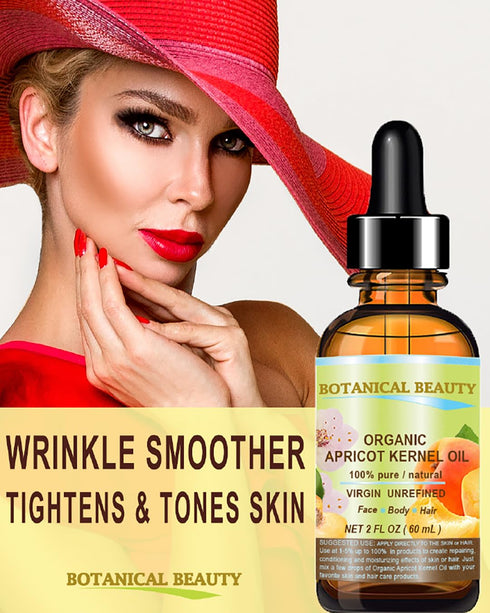 ORGANIC APRICOT KERNEL OIL 100% Pure Virgin Unrefined Cold Pressed Carrier Oil 2 oz-60 ml for Face Hair Body Skin
