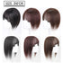 Middle Part Silk Base Human Hair Topper - 7x10cm Clip in Hairpiece with Wispy Fringe, Dark Reddish Brown