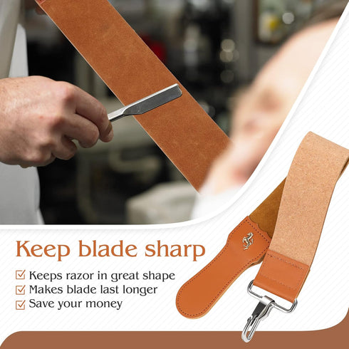 Straight Razor Strop Leather Sharpening Strap for Barber Use