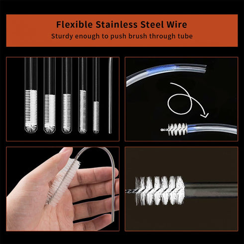 10 Pcs Flexible Drain Brush Set, Pipe Cleaners Brush, Stainless Steel Double-Ended Hose Brush for Home Kitchen