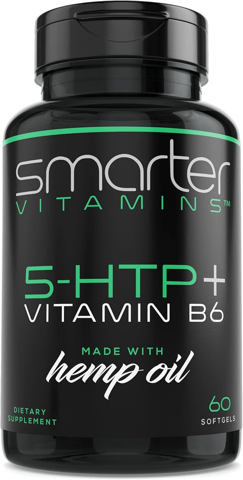 200mg 5-HTP + Vitamin B6 - Natural Stress Relaxation, Mood & Sleep Boost, Extended Time Release, 60 Softgels