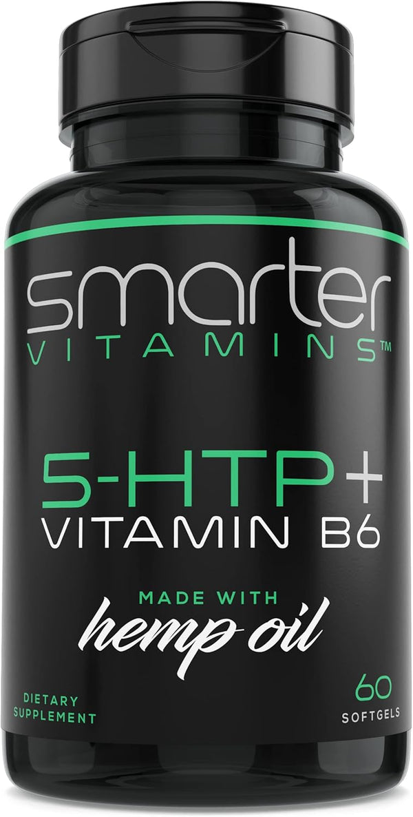 200mg 5-HTP + Vitamin B6 - Natural Stress Relaxation, Mood & Sleep Boost, Extended Time Release, 60 Softgels