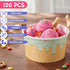 Jingmore 120 Pack 8 oz 5 Summer Ice Cream Paper Cups with Lids Disposable Ice Cream Bowls Paper Treat Dessert Cups