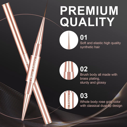 9Pcs Nail Art Brushes Set - Professional Double-Ended Acrylic Liner Detail Brushes for DIY Home Salon