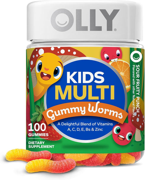 OLLY Kids Multivitamin Gummy Worms, Overall Health and Immune Support, Vitamins and