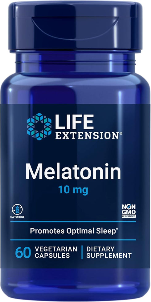 Life Extension Melatonin, 10 mg, Healthy Dose for Sleep Support, 60 Capsules
