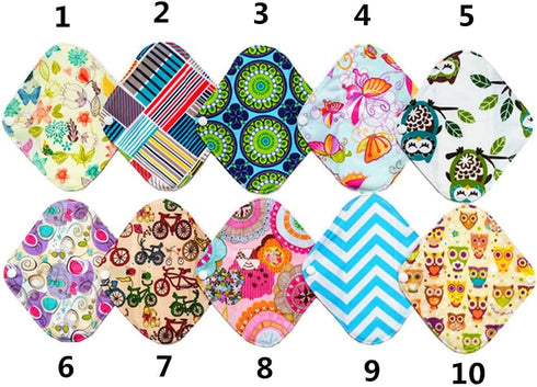 JOBEBE 10 8 Inch Pieces Light Mama Cloth/Menstrual Pads/Reusable Sanitary Pads Panty Liner