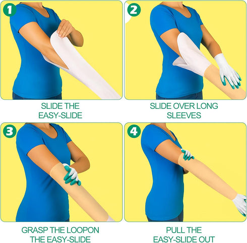 Seeloowy 2 1 Set Pcs Easy Slide Compression Arm Sleeve Aid Open Toe and Pair Donning Gloves for Medical Compression
