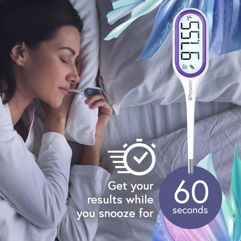 iProven Basal Body Thermometer with Backlight, High Precision BBT for Ovulation Tracking, 30 Memory Recall