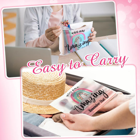 Reginary 50 Pcs Inspirational Gifts for Women, Mini Cosmetic Bag with Zipper, Encouragement Birthday Gift