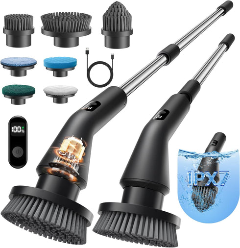 Leebein Electric Spin Scrubber, Cordless Cleaning Brush for Bathroom Shower Tub, IPX7