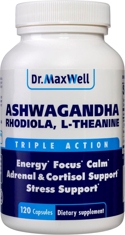 Cortisol Manager Supplement, Supports Relaxation, Mood & Sleep, Ashwagandha Rhodiola Adaptogens, 120 Capsules