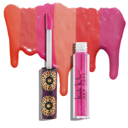 Nicole Miller Lip Gloss Collection Shimmery Glosses for Women and Girls, Long Lasting Color Set, 10 Count (Pack of 1)