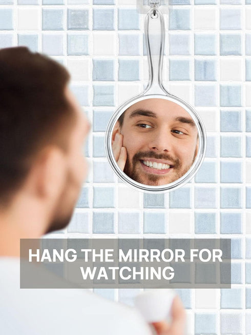 OMIRO Hand Mirror, Double-Sided Handheld Mirror 1X/3X Magnifying with Handle, Set of 3 (Clear)
