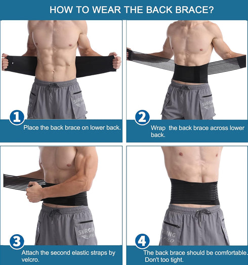 Paskyee Back Brace for Lower Back Pain Relief, Sciatica Support for Men Women, Lumbar Support Belt XX-Large