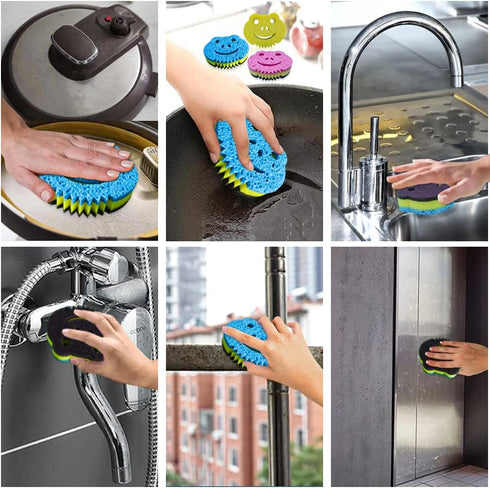 SmilePowo 12 Pack Frog Dual-Sided Multi-Functional Premium Cleaning Sponges – Dishwashing Sponge for Heavy Duty Scouring