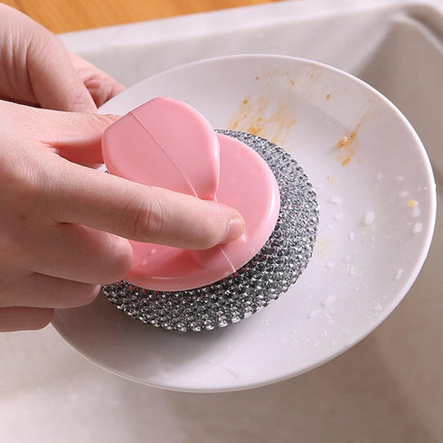 Ywmsfl Steel Scrubber for Cookware Detachable Scrubbing Head Efficient Tool Efficient Grease Removal Kitchen Essential