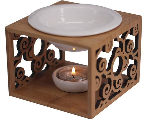 Singeek Ceramic Essential Oil Burner Diffuser,Hollowing Floral Tea Light Holder Aromatherapy Oil Warmer, Holiday Home