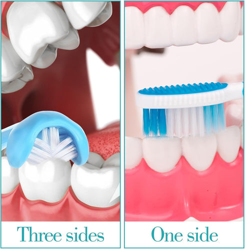 Wanmu 2Pcs 3 360 Sided Autism Toothbrush, U-Shaped Oral Teeth Cleaning Design Kids Toothbrush for Adult, Toddler, Soft
