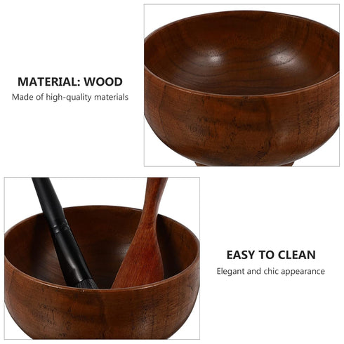 Wood Face Mask Mixing Bowl Set for Ladies, DIY Vintage Facial Skincare Clay Mixing Kit with Mask Spoon and Spatula Brush