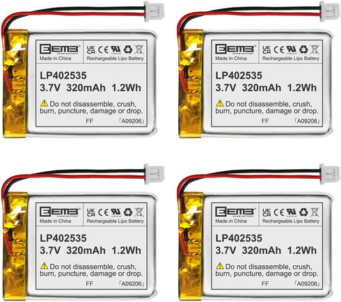 EEMB 4PACK Lithium Polymer Battery 3.7V 320mAh 402535 Lipo Rechargeable Battery Pack with Molex Connector