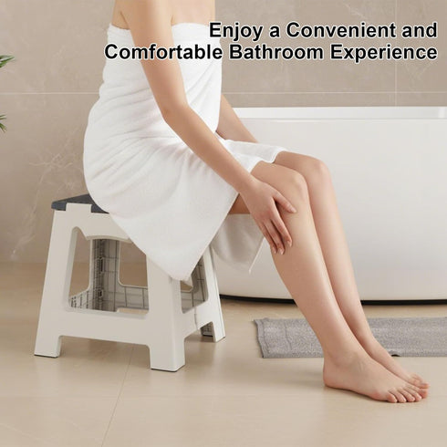 Kzeirm Waterproof,13" Foldable Shower Stool for Shaving Legs, Plastic Foot Rest Stools to Shave Leg, Folding Small