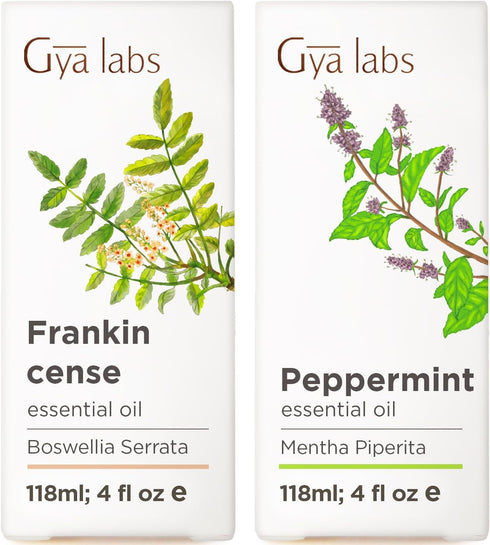 Frankincense Oil for Skin & Peppermint Essential Oil for Diffuser Set -