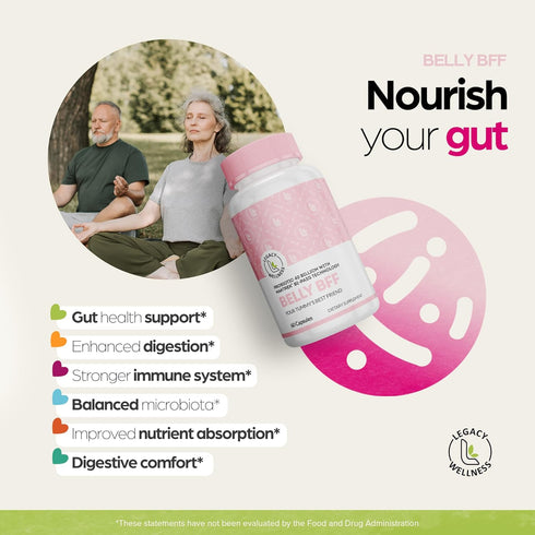 BELLY BFF Probiotic Supplement, 40 Billion CFU, 60 Vegan Capsules for Daily Gut Health Complex Support