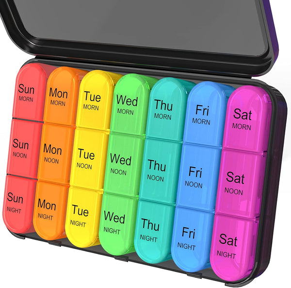 Daviky 7 Day Pill Organizer, Daily Pill Box 3 Times a Day, Weekly Medicine Cases for Vitamins and Medication