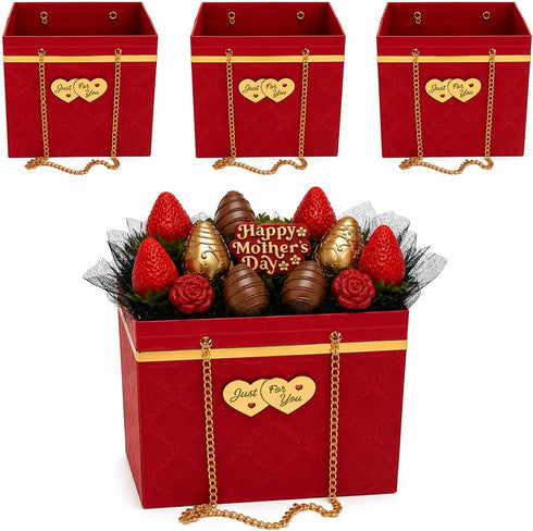 Toni Crafty 4 floral bags pcs red, flower boxes for arrangements, Hand bag with Metal Chain Waterproof Florist purse