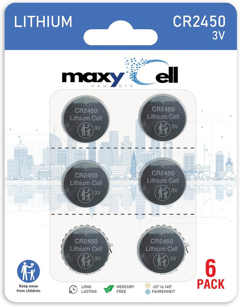 MaxyCell 2450 CR2450 Lithium Coin Cell Battery 3V High-Capacity Long-Lasting Reliable Power for