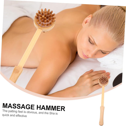 Hammer Bamboo Massage Handheld Wood Massager for Neck Shoulder Back Acupoint Therapy with Ergonomic Handle for Muscle