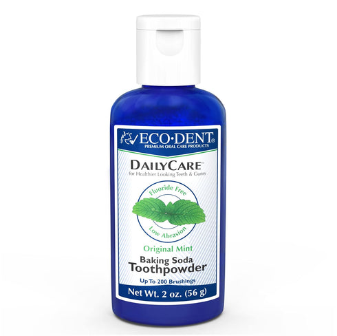 Eco-Dent DailyCare Baking Soda Toothpowder, Original Mint - SLS & Fluoride-Free with DailyRinse Pack