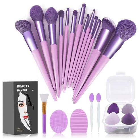 Koccido Makeup Brushes 22 Pcs Makeup Kit, Foundation Brush, Eyeshadow Brush Set (Purple, 22 Piece Set)