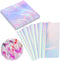 Prudiut 150 Pieces Cellophane Sheets Iridescent Cellophane Wrap for Easter Gift Wrap, Holographic Candy Wraps (9 x 9
