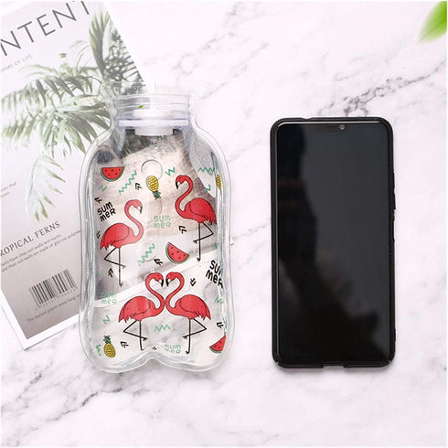 SKUZA 1PC Hot Water Bottle,Winter Portable Transparent Hot Water Bottle Warm Cartoon Hand Warmer Filled Mini